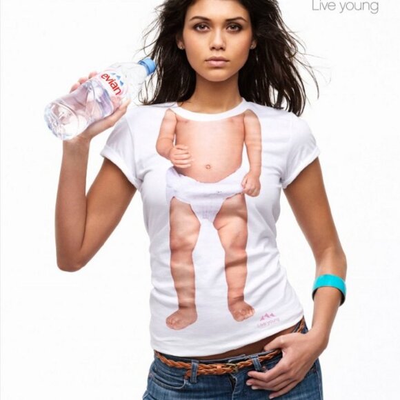 NEW, Limited Edition - Unisex, Vintage Evian's Baby Inside T-Shirt - Picture 1 of 8